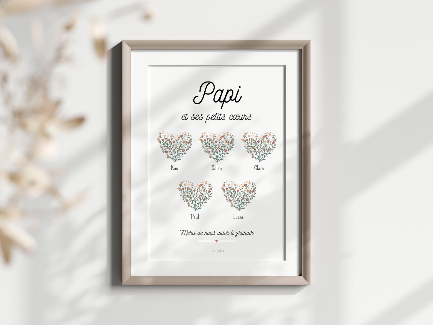 Affiche "Papi et ses petits cœurs..."