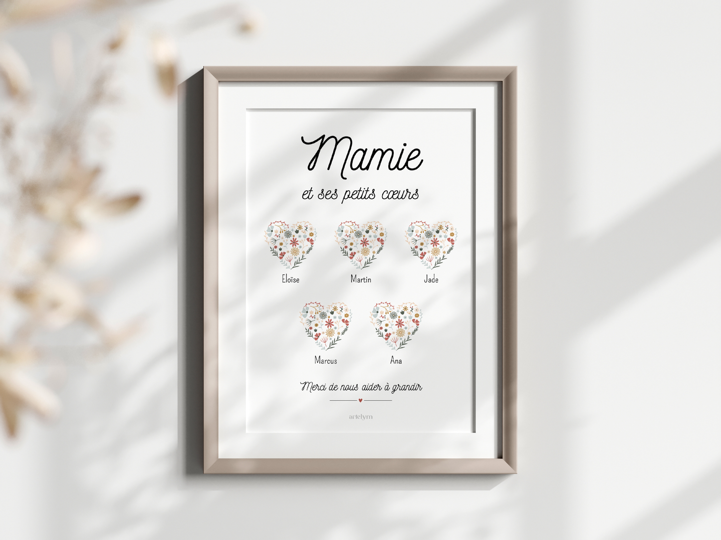 Affiche "Mamie et ses petits cœurs..."